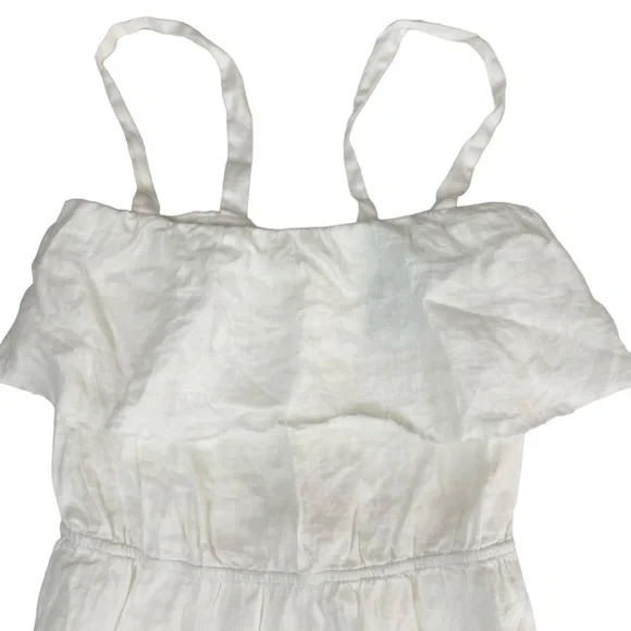 Reformation 100% Linen Ruffled Tie Back Top White Medium - Picture 4 of 12